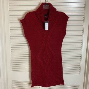 Vertigo Red Wool Knit Cowl Neck Tunic Sweater